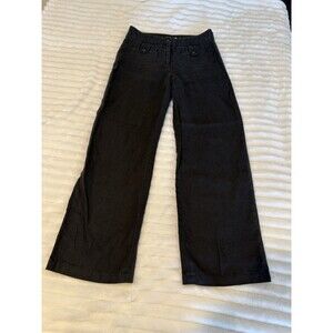 Charter Club Women's Wide Leg Linen Black Pants Size 8